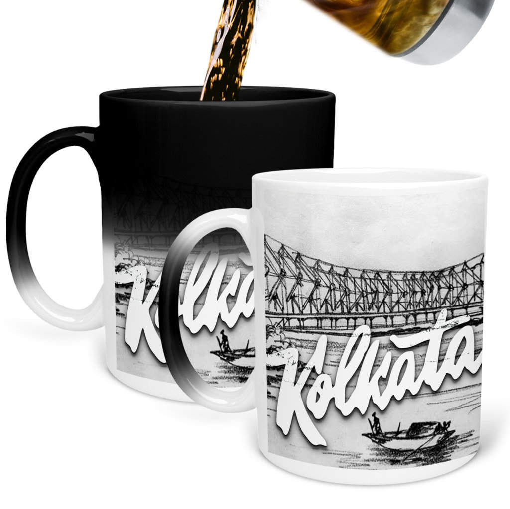 Printed Ceramic Coffee Mug | Bengali Coffee Mugs |Kolkata | Kolkata Sketch | 325 Ml. 
